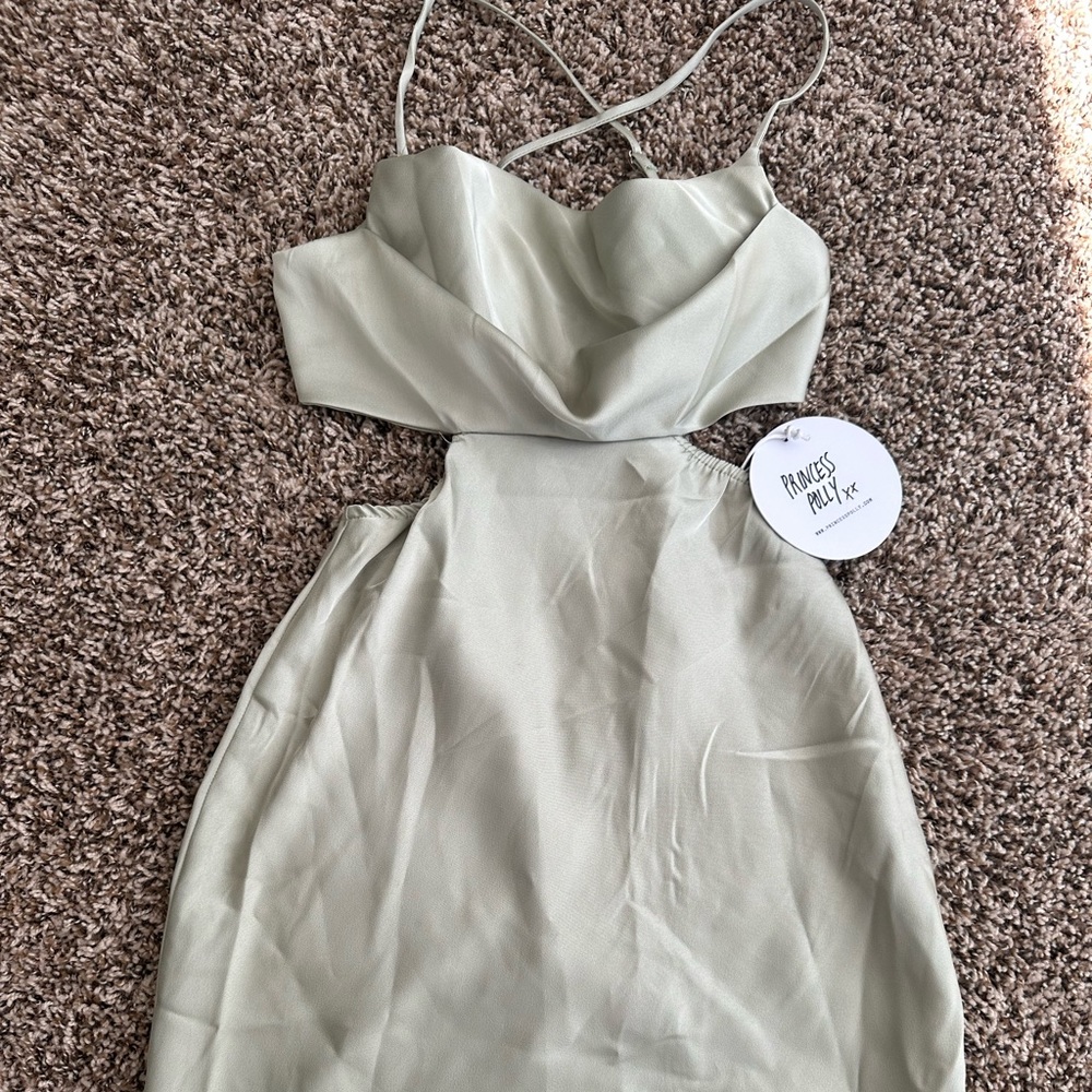 Princess Polly satin sage dress